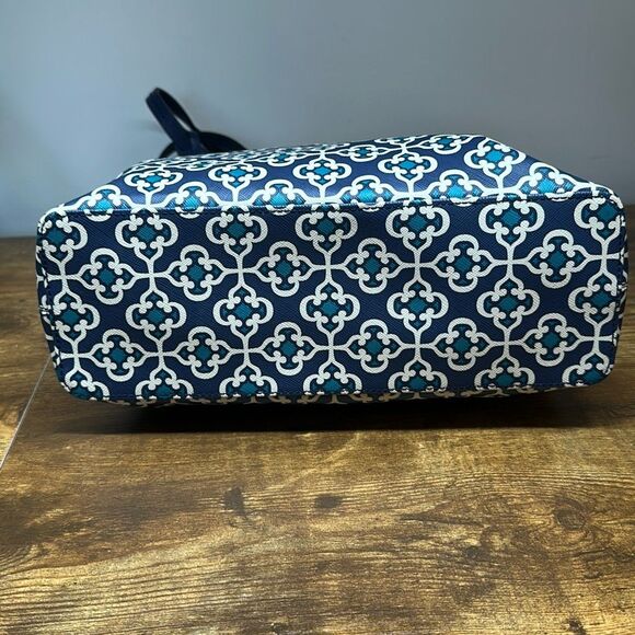 Brighton Renata Blue Medallion Tote Shoulder Bag Handbag Purse Coated Canvas - Picture 7 of 12